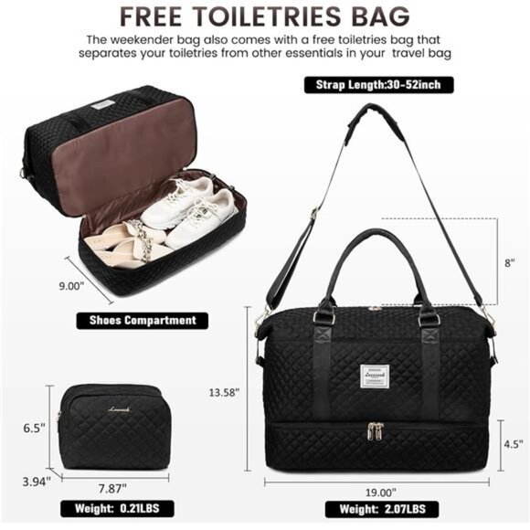 Travel Duffle Bag,Weekender Bags for Women with Shoe Compartment, Carry On Bag - Picture 9 of 14